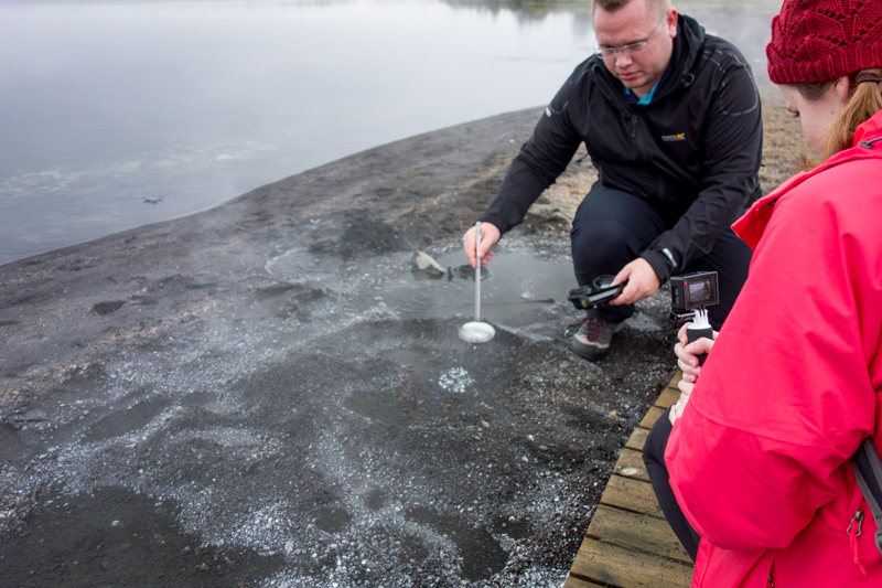 brewing coffee on a geothermal beach