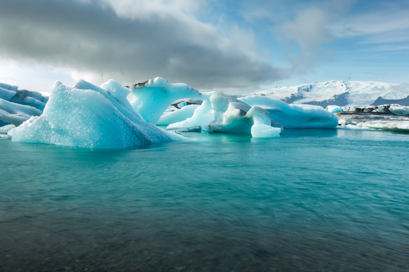 ice floating in a glacial lagoon