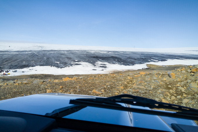Approaching a glacier in a 4x4