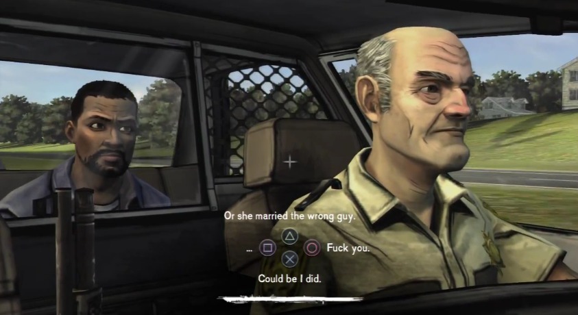 walking dead lee in police cruiser