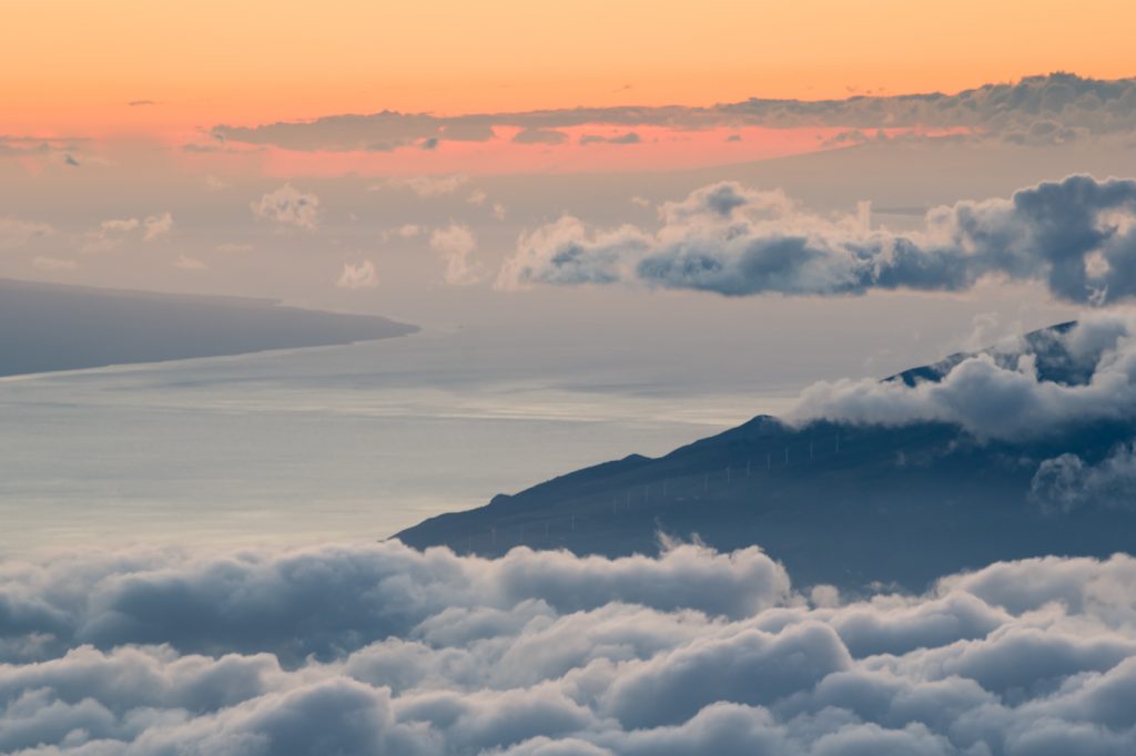 haleakala sunset above the clouds