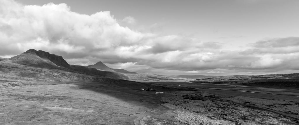 panoramic view of an icelandic valley