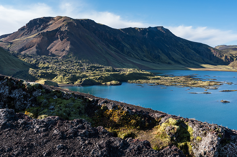 ancient lava flow entering lake